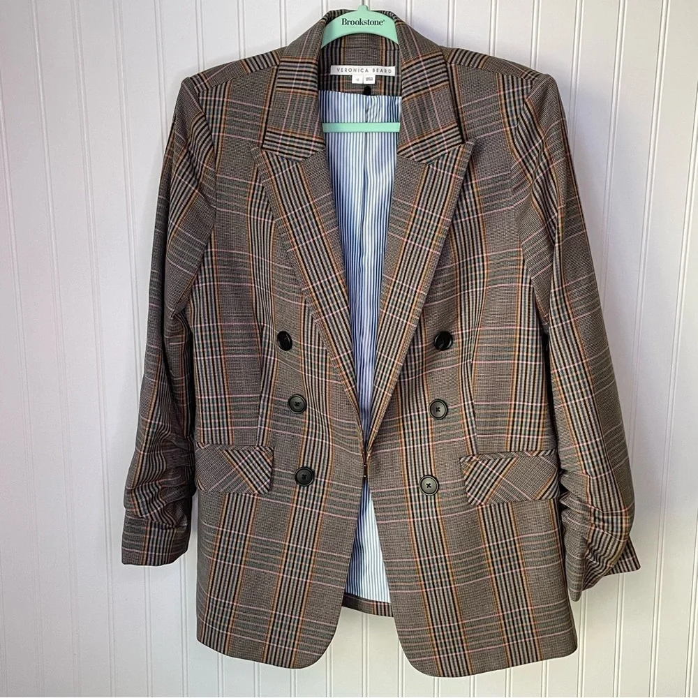 Veronica Beard Beacon Tuva Wool Blend Dickey Jacket Tartan Plaid Multi 14